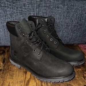 Timberland Premium 6-Inch Waterproof Boots - Black Nubuck - Mens 11